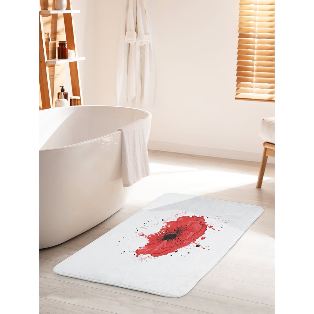 Изображение товара Коврик для ванной комнаты противоскользящий JOYARTY 60х100 см Акварельный мак