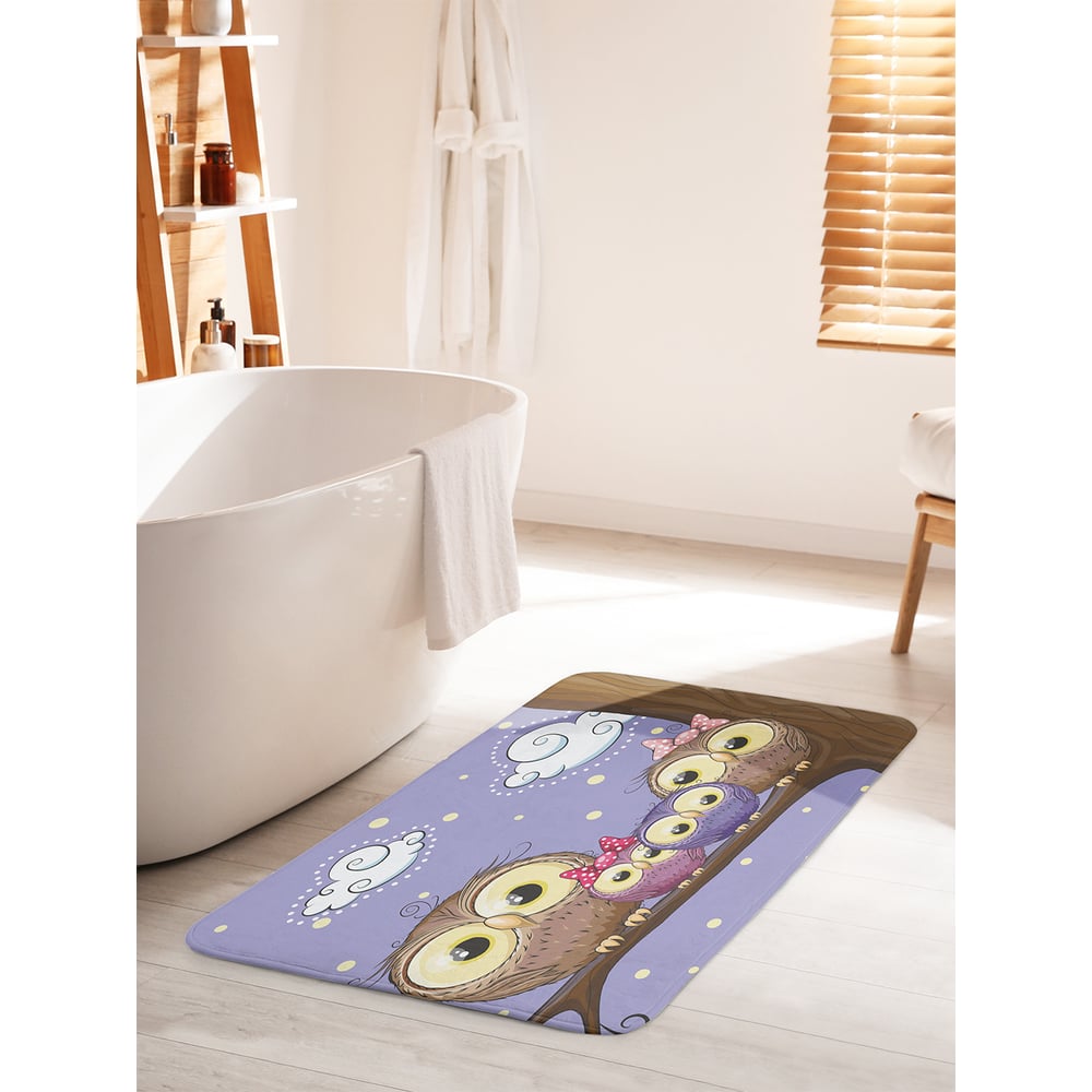 Изображение товара Коврик для ванной комнаты и туалета противоскользящий JOYARTY "Семья сов на дереве" 60х100 см bath_29455_60x100