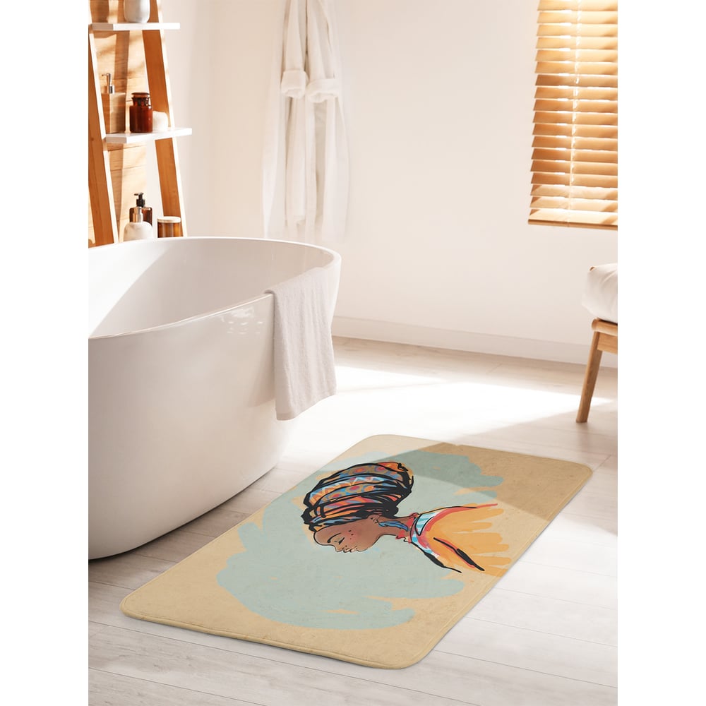 Изображение товара Коврик для ванной комнаты и туалета противоскользящий JOYARTY "Африканка в тюрбане" 60х100 см bath_36742_60x100