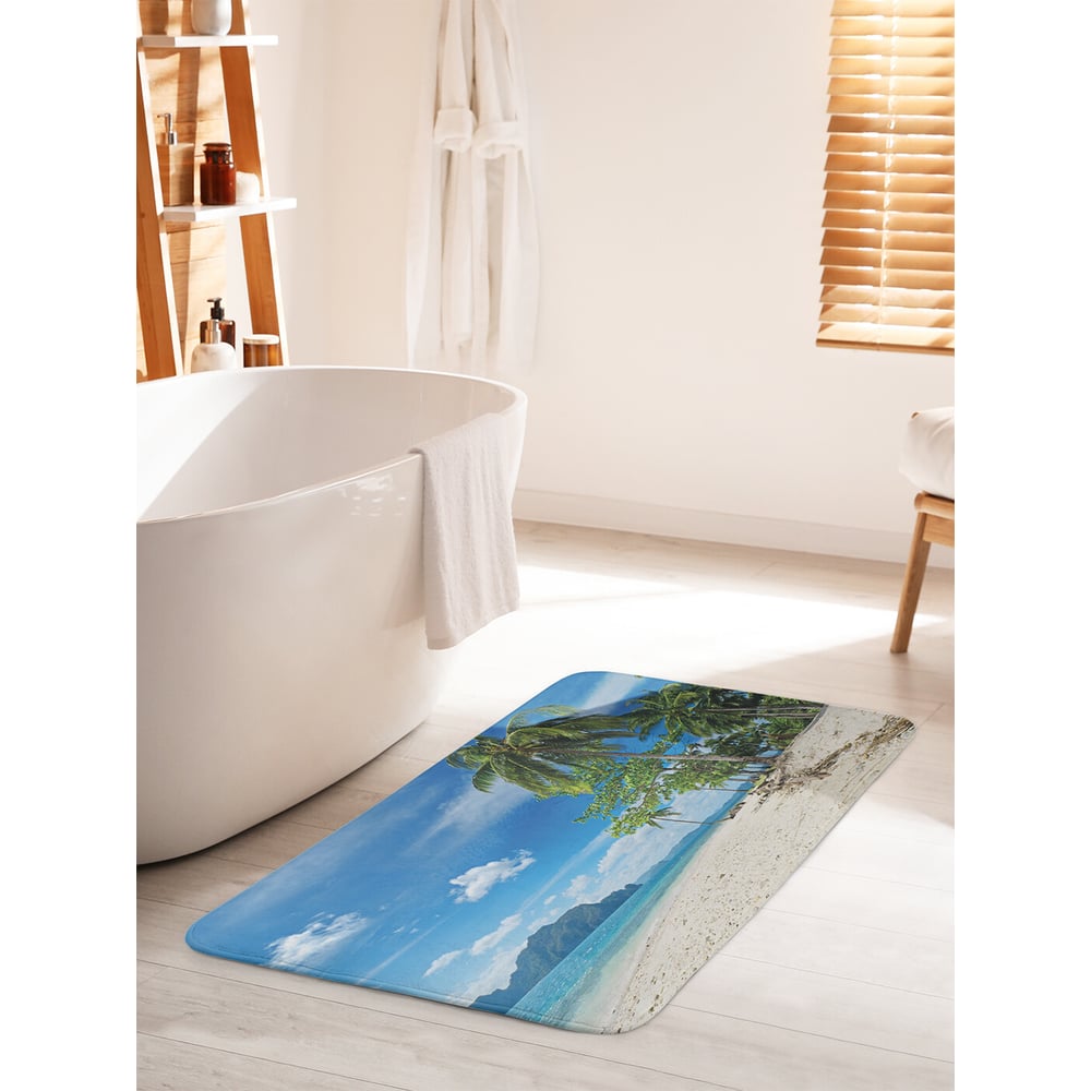Изображение товара Коврик для ванной комнаты и туалета JOYARTY Пальмы на островах 60х100 см противоскользящий