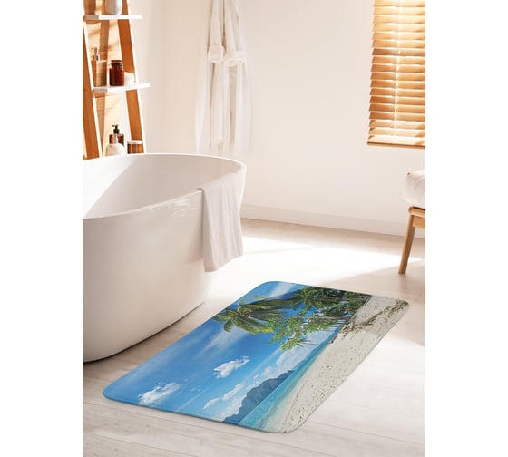 Изображение товара Коврик для ванной комнаты и туалета противоскользящий JOYARTY "Пальмы на островах" 60х100 см bath_28079_60x100