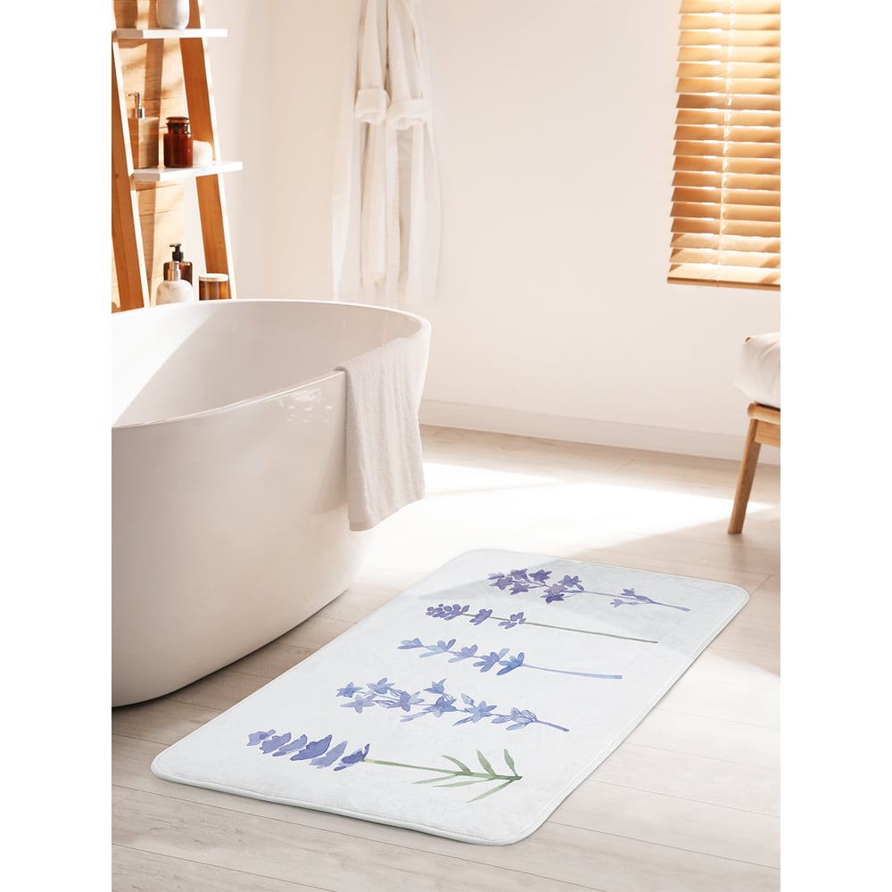 Изображение товара Противоскользящий коврик для ванной комнаты и туалета 60х100 см JOYARTY Акварельная лаванда