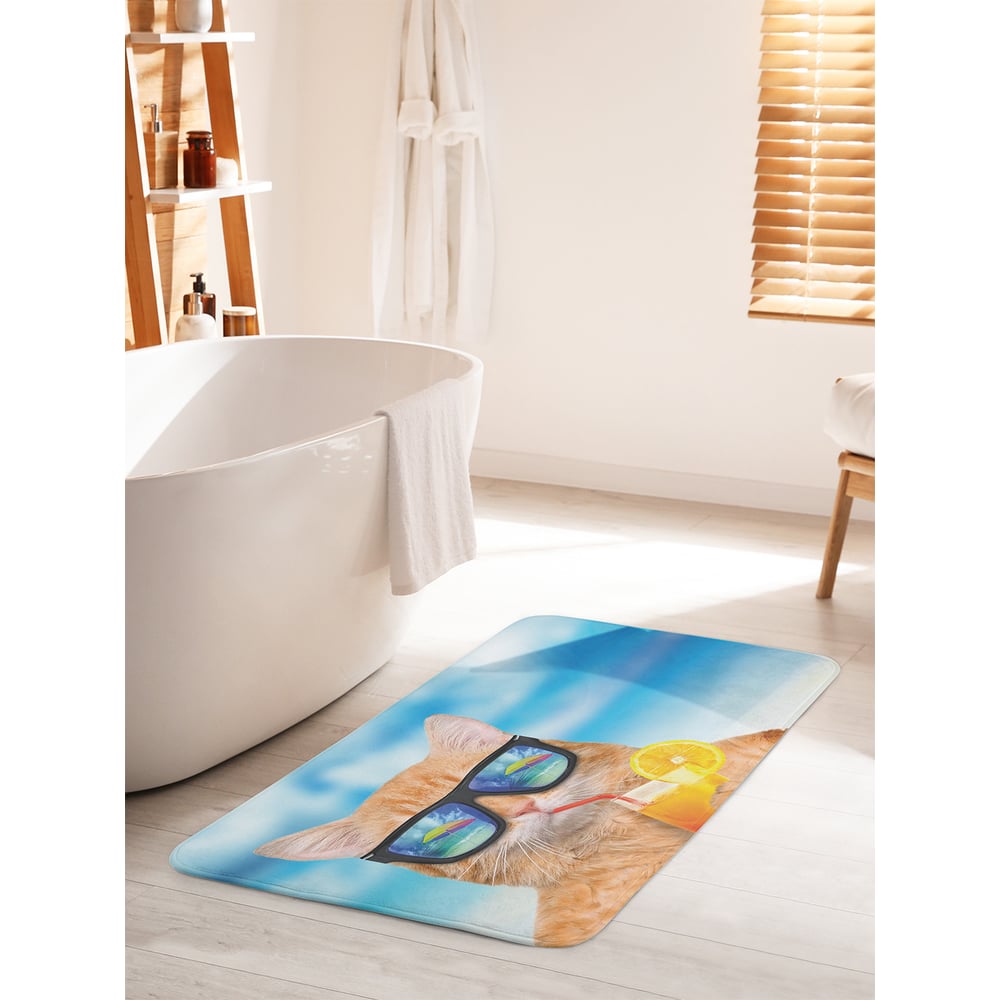 Изображение товара Противоскользящий коврик для ванной комнаты JOYARTY кот на пляже 60х100 см