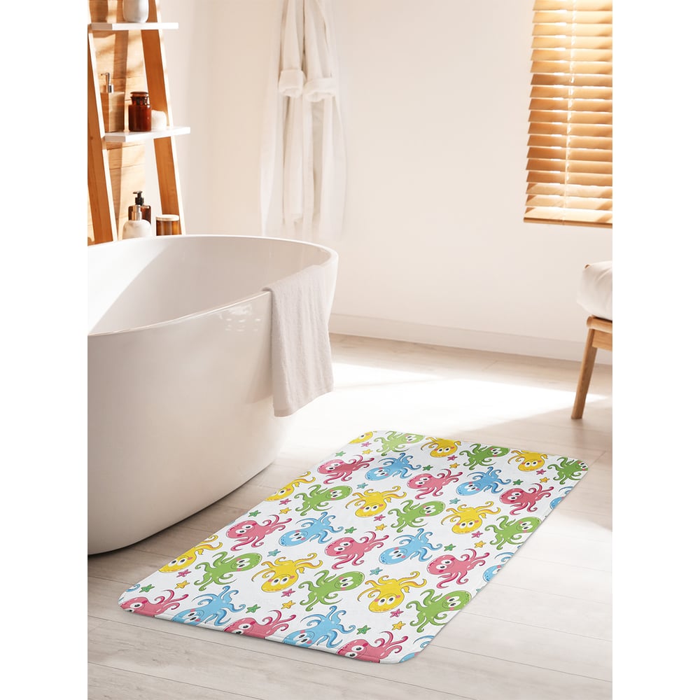 Изображение товара Коврик для ванной комнаты и туалета JOYARTY "Цветные осьминожки", 60х100 см