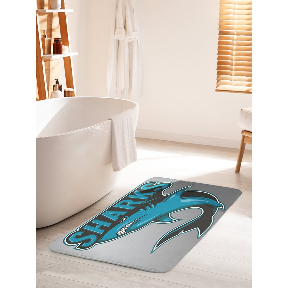 Изображение товара Коврик для ванной комнаты и туалета противоскользящий JOYARTY "Злая акула" 60х100 см bath_38020_60x100