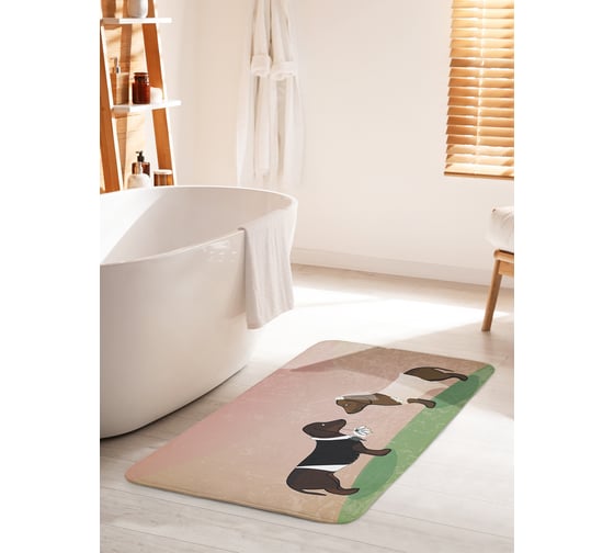 Изображение товара Коврик для ванной комнаты и туалета противоскользящий JOYARTY "Собачья свадьба" 60х100 см bath_53895_60x100