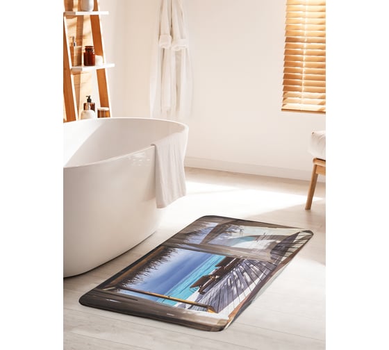 Изображение товара Коврик для ванной комнаты и туалета противоскользящий JOYARTY "Бунгало у моря" 60х100 см bath_34923_60x100