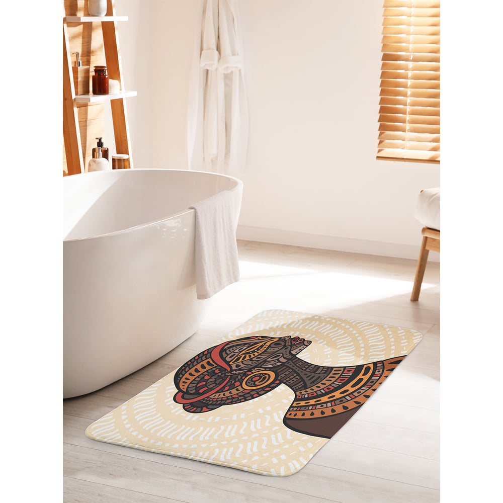Изображение товара Коврик для ванной комнаты противоскользящий JOYARTY 60х100 см стильный дизайн Татуированная африкан