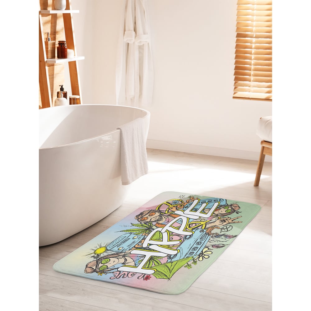 Изображение товара Коврик для ванной комнаты и туалета JOYARTY 60x100 см противоскользящий хиппи дизайн