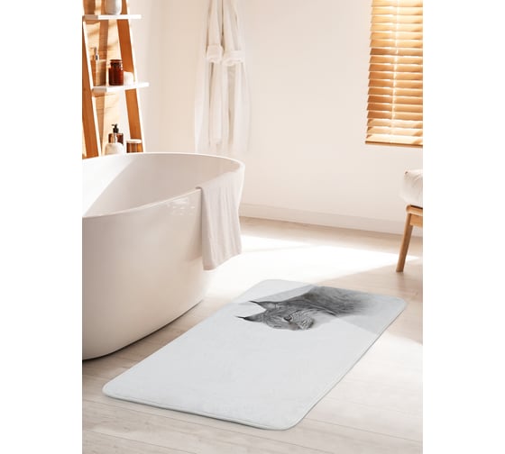 Изображение товара Коврик для ванной комнаты и туалета противоскользящий JOYARTY "Монохромная рысь" 60х100 см bath_35767_60x100