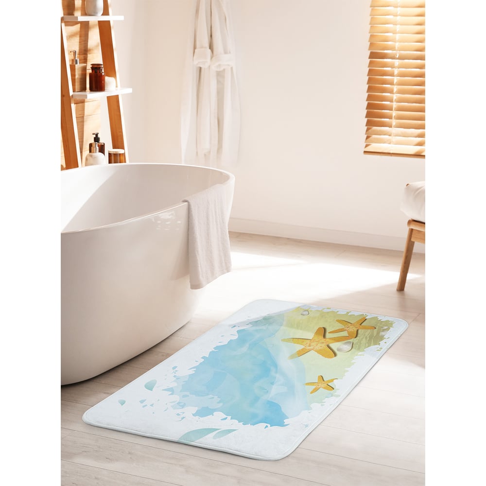 Изображение товара Коврик для ванной комнаты противоскользящий JOYARTY 60х100 см Акварельные морские звезды
