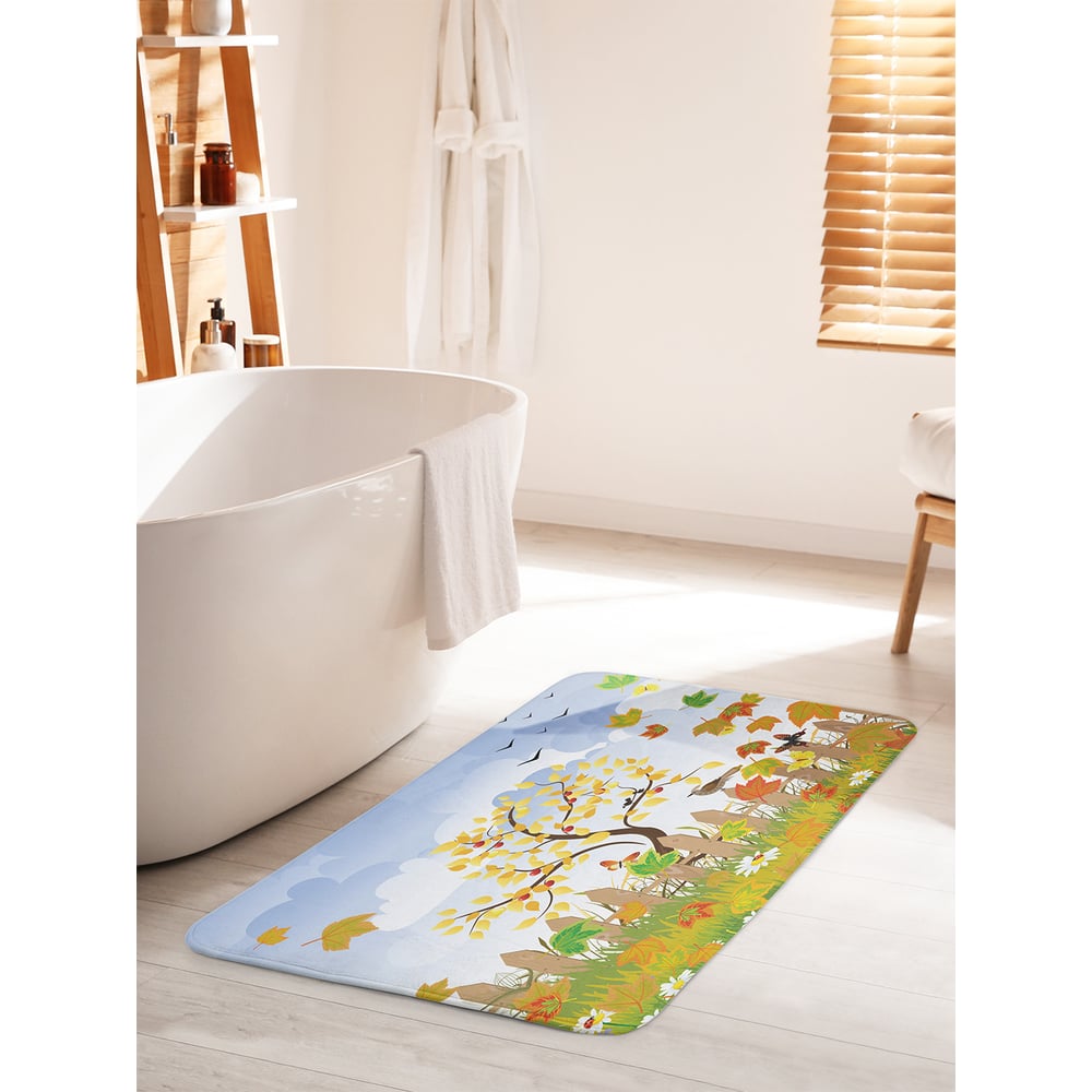 Изображение товара Коврик для ванной комнаты и туалета противоскользящий JOYARTY "Осенний дворик" 60х100 см bath_21638_60x100