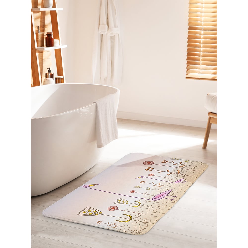 Изображение товара Коврик для ванной комнаты и туалета противоскользящий JOYARTY 60x100 см Фламинго на лугу