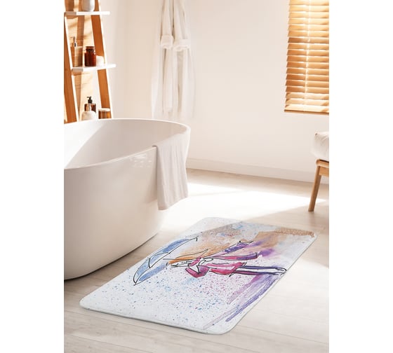 Изображение товара Коврик для ванной комнаты и туалета противоскользящий JOYARTY "Дождливый настрой" 60х100 см bath_26814_60x100