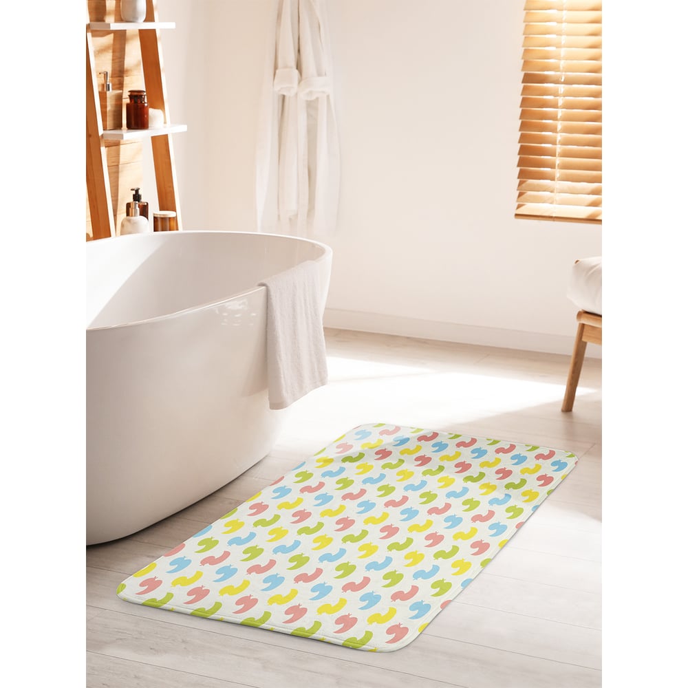 Изображение товара Коврик для ванной комнаты и туалета JOYARTY Ряды уточек 60х100 см противоскользящий