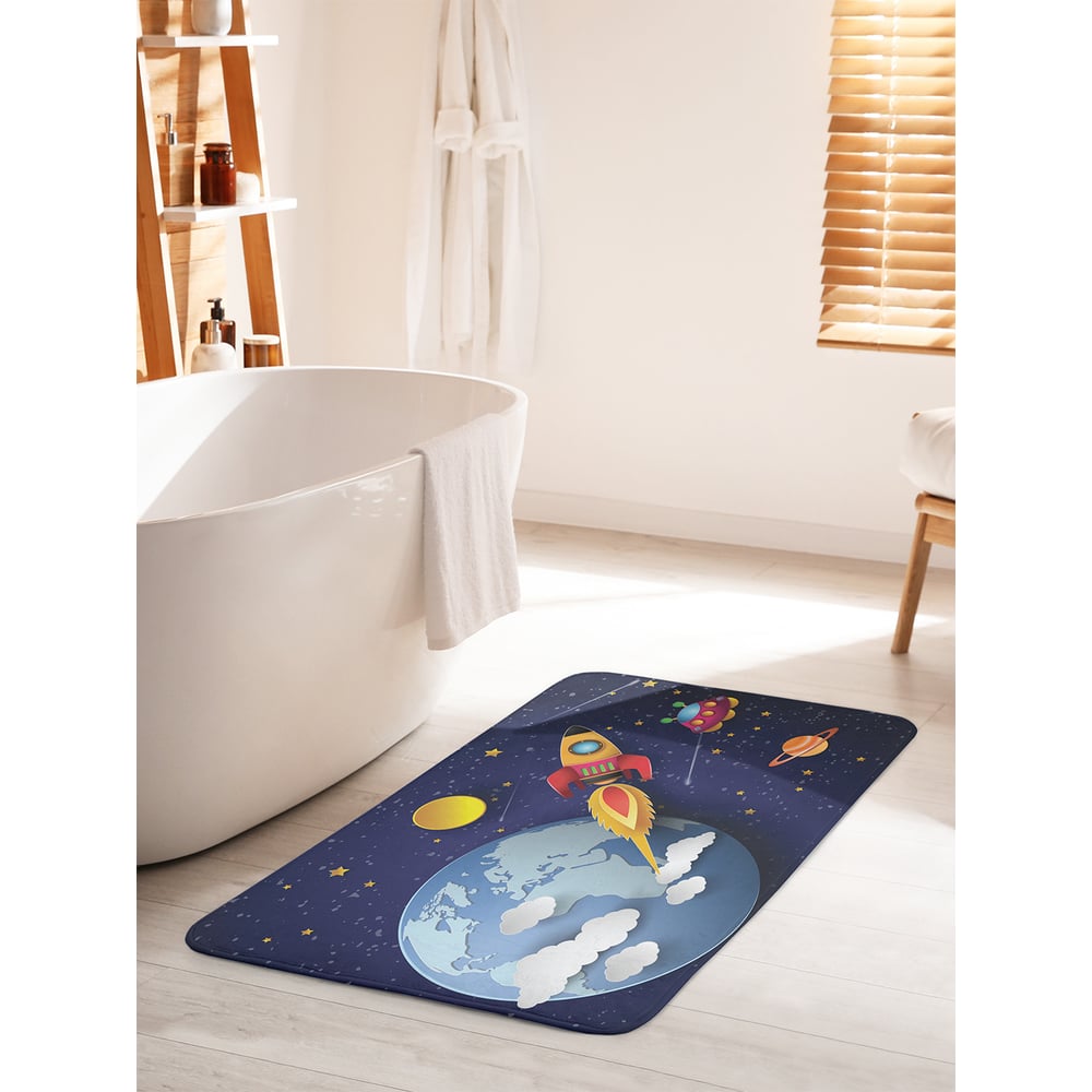 Изображение товара Коврик для ванной комнаты и туалета противоскользящий JOYARTY Земля из космоса 60х100 см