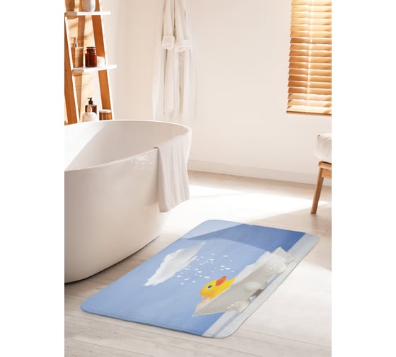 Изображение товара Коврик для ванной комнаты и туалета противоскользящий JOYARTY "Утенок принимает душ" 60х100 см bath_23376_60x100