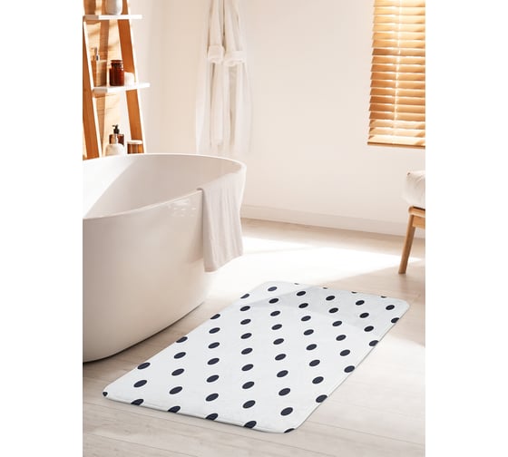 Изображение товара Коврик для ванной комнаты и туалета противоскользящий JOYARTY "Горошек моно" 60х100 см bath_28776_60x100