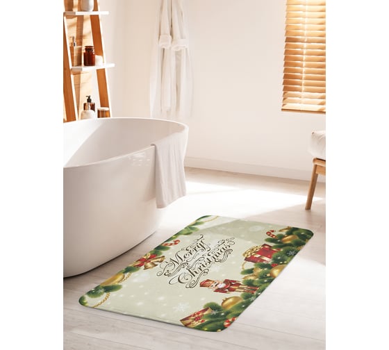 Изображение товара Коврик для ванной комнаты и туалета противоскользящий JOYARTY "Рождественское поздравление" 60х100 см bath_37030_60x100