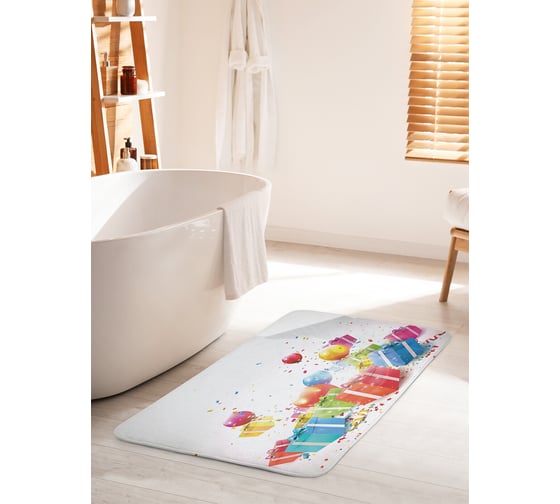Изображение товара Коврик для ванной комнаты и туалета противоскользящий JOYARTY "Подарки и воздушные шары" 60х100 см bath_34341_60x100
