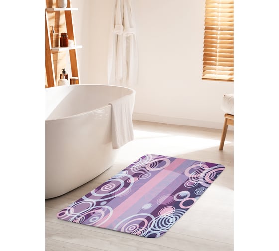 Изображение товара Коврик для ванной комнаты и туалета противоскользящий JOYARTY "Розовые круги" 60х100 см bath_30424_60x100
