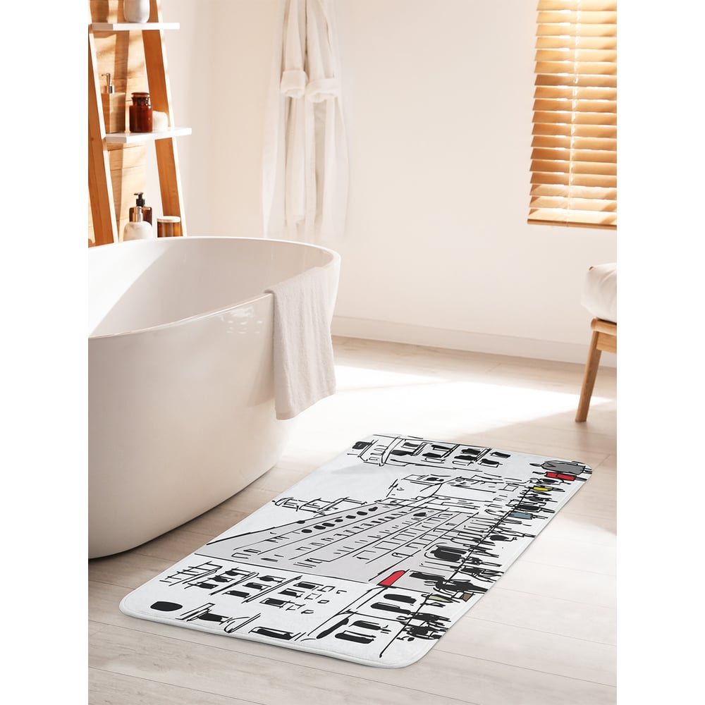 Изображение товара Коврик для ванной комнаты JOYARTY "Черно-белый город" 60х100 см противоскользящий