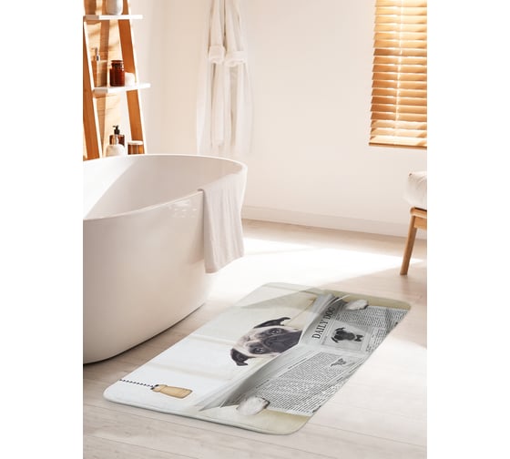 Изображение товара Коврик для ванной комнаты и туалета противоскользящий JOYARTY "Собака с газетой" 60х100 см bath_41936_60x100