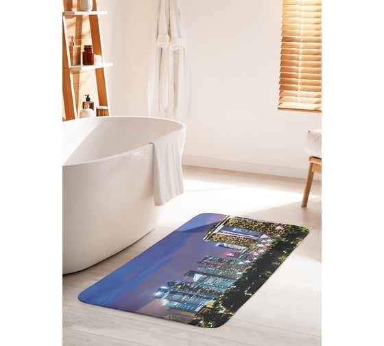 Изображение товара Коврик для ванной комнаты и туалета противоскользящий JOYARTY "Горизонт ночного Сингапура" 60х100 см bath_36526_60x100