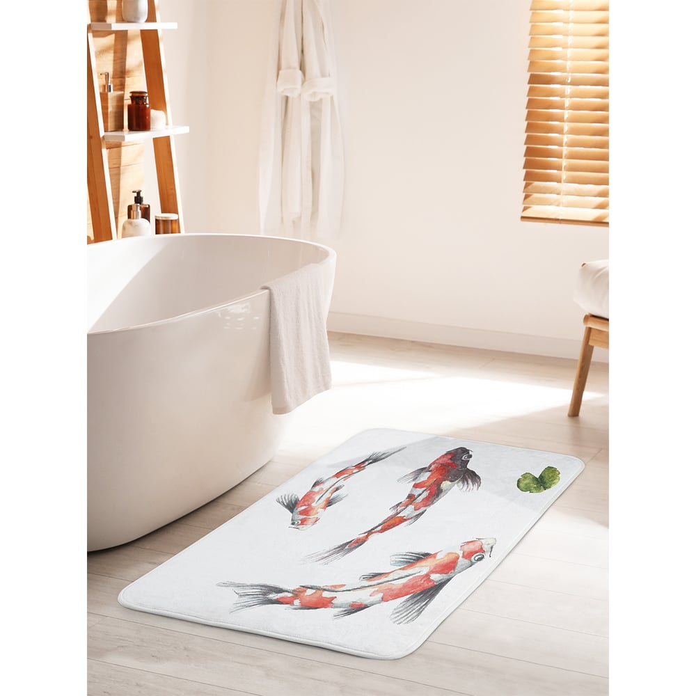 Изображение товара Коврик для ванной комнаты и туалета противоскользящий JOYARTY "Парчовые рыбы" 60х100 см bath_38762_60x100