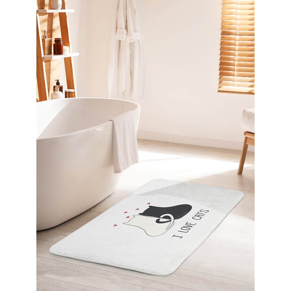 Изображение товара Коврик для ванной комнаты и туалета противоскользящий JOYARTY "Я люблю котов" 60х100 см