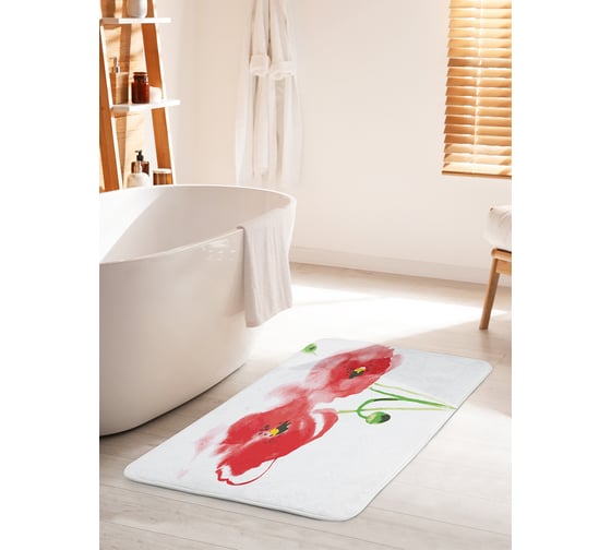 Изображение товара Коврик для ванной комнаты и туалета противоскользящий JOYARTY "Два мака" 60х100 см bath_29759_60x100