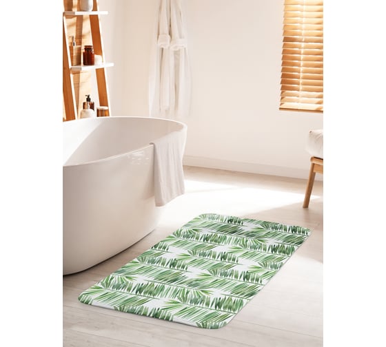 Изображение товара Коврик для ванной комнаты и туалета противоскользящий JOYARTY "Папоротниковая композиция" 60х100 см bath_21012_60x100