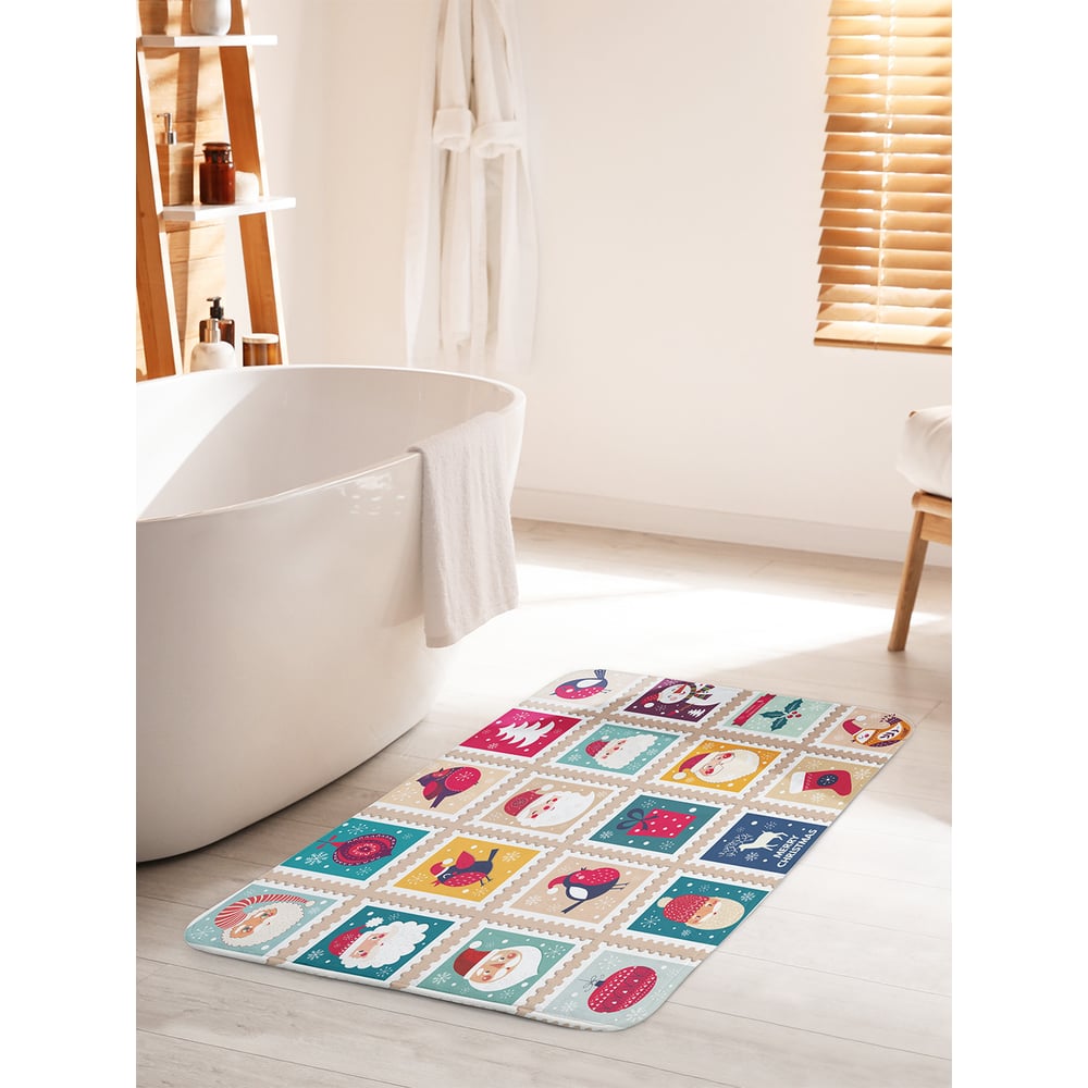 Изображение товара Коврик для ванной комнаты и туалета JOYARTY Новогодние марки 60х100 см противоскольжения