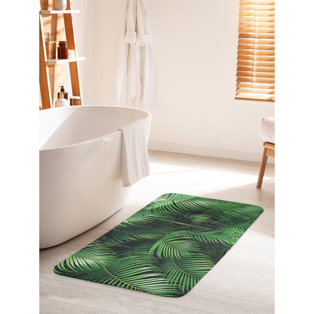Изображение товара Коврик для ванной комнаты и туалета противоскользящий JOYARTY "Листья папоротника" 60х100 см bath_31148_60x100