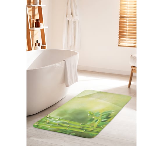 Изображение товара Коврик для ванной комнаты и туалета противоскользящий JOYARTY "Бамбуковая ветка" 60х100 см bath_21870_60x100
