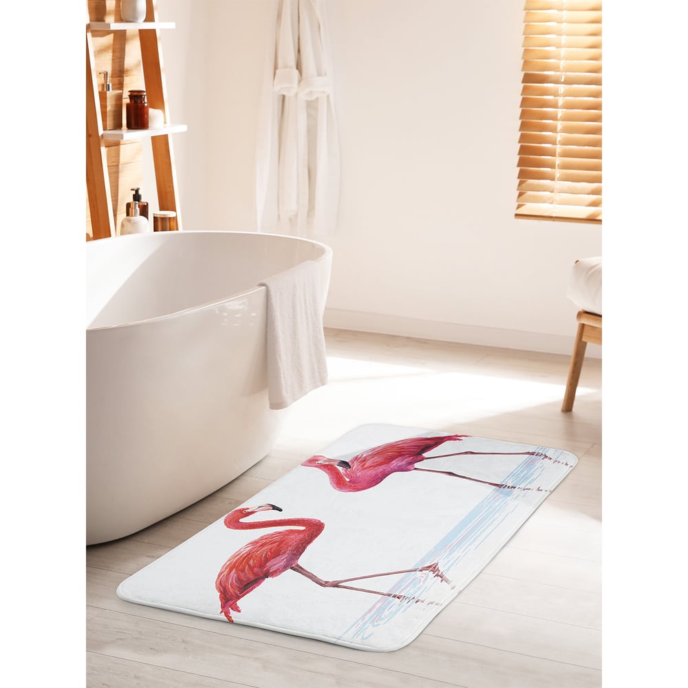 Изображение товара Коврик для ванной комнаты и туалета JOYARTY "Парочка фламинго", противоскользящий, 60х100 см