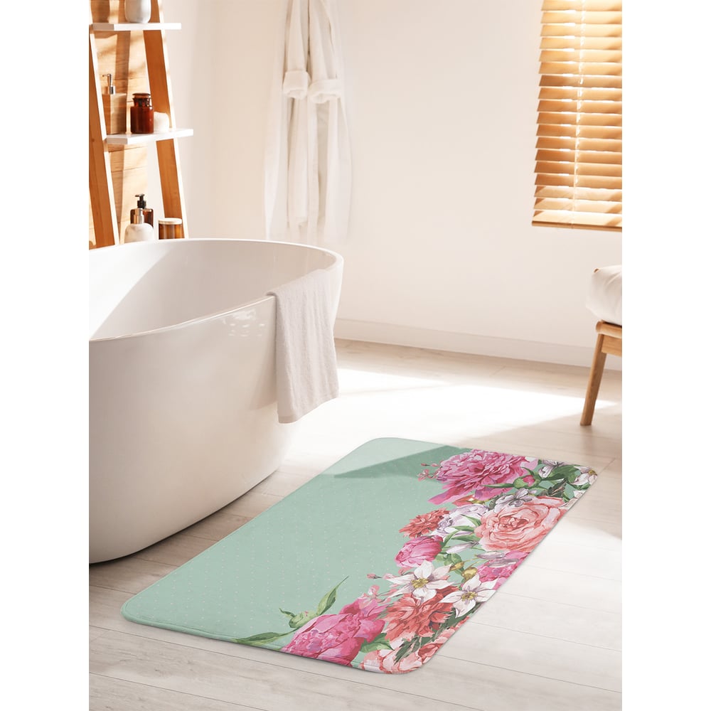 Изображение товара Противоскользящий коврик для ванной комнаты JOYARTY 60х100 см Цветы в подарок