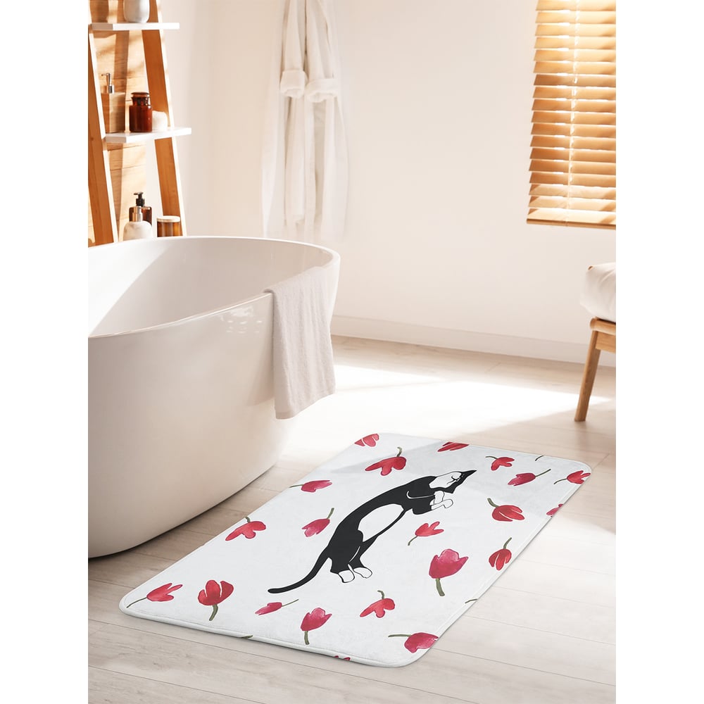 Изображение товара Коврик для ванной комнаты противоскользящий JOYARTY 60х100 см кот в маках