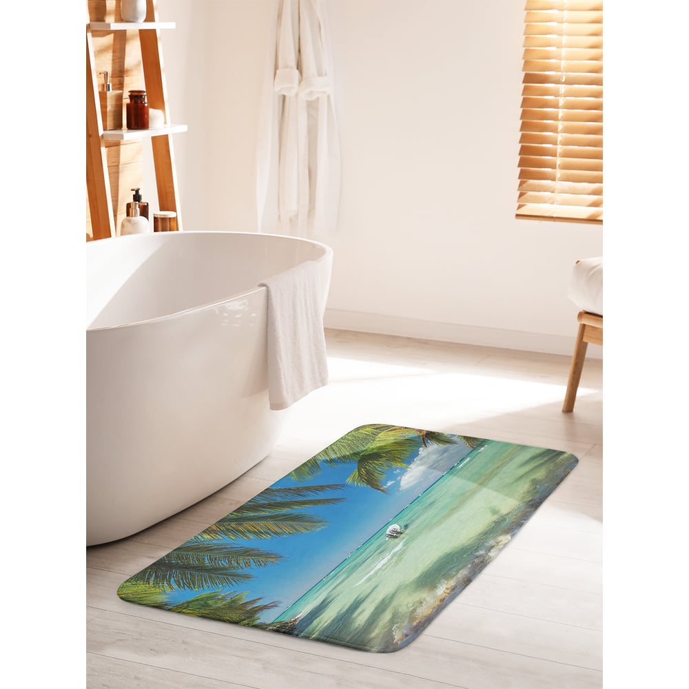Изображение товара Коврик для ванной комнаты и туалета противоскользящий JOYARTY "В тени пальм" 60х100 см bath_31558_60x100