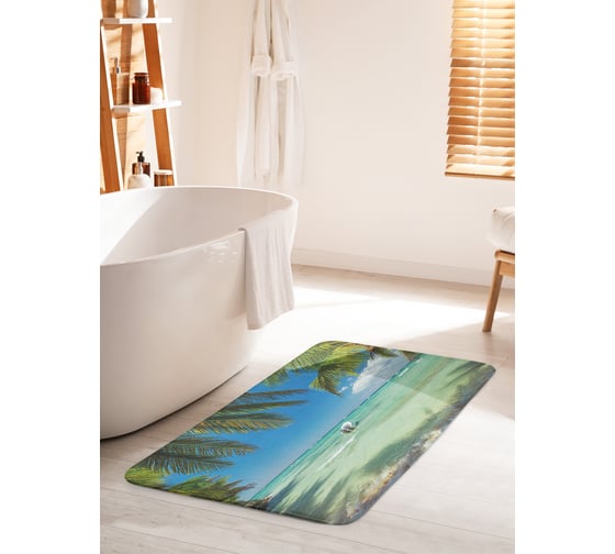 Изображение товара Коврик для ванной комнаты и туалета противоскользящий JOYARTY "В тени пальм" 60х100 см bath_31558_60x100