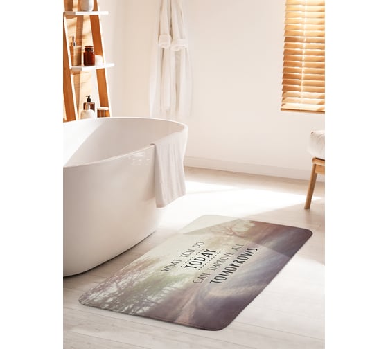 Изображение товара Коврик для ванной комнаты и туалета противоскользящий JOYARTY "Все, что делаешь сегодня, улучшит будущее" 60х100 см bath_31581_60x100