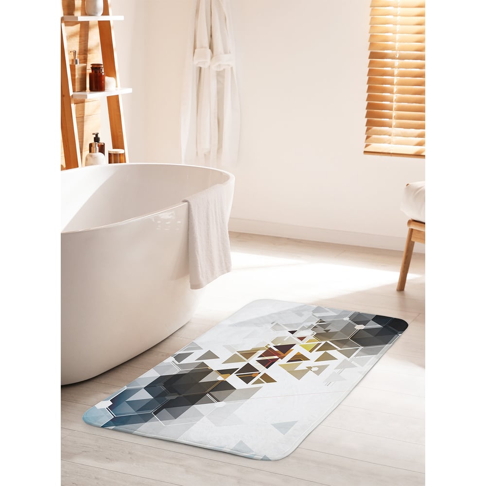Изображение товара Коврик для ванной комнаты и туалета противоскользящий JOYARTY "Треугольная комбинация" 60х100 см bath_30300_60x100