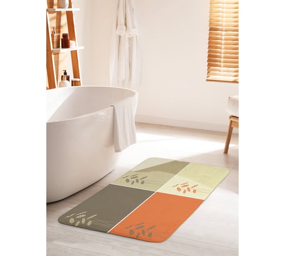 Изображение товара Коврик для ванной комнаты и туалета противоскользящий JOYARTY "Ромашки моно" 60х100 см bath_32551_60x100