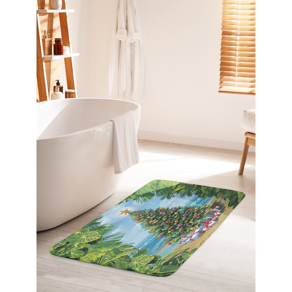 Изображение товара Коврик для ванной комнаты и туалета противоскользящий JOYARTY "Ель на берегу моря" 60х100 см bath_20056_60x100