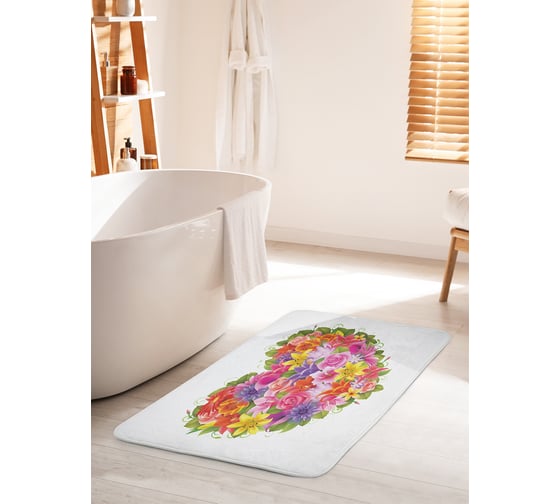 Изображение товара Коврик для ванной комнаты и туалета противоскользящий JOYARTY "Сердце из цветов" 60х100 см bath_22902_60x100