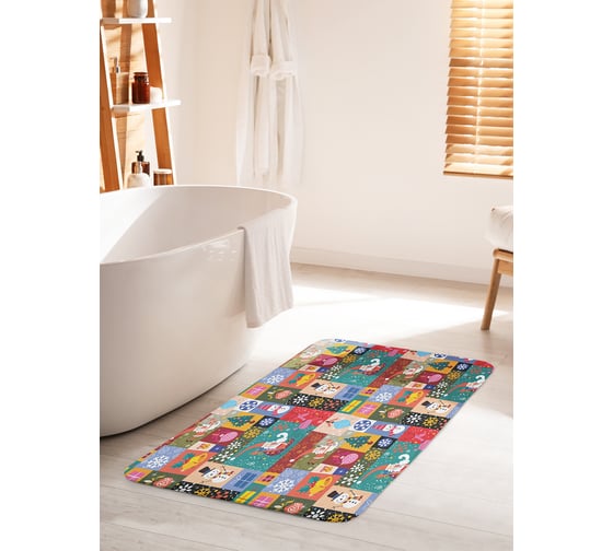 Изображение товара Коврик для ванной комнаты и туалета противоскользящий JOYARTY "Встречай новый год" 60х100 см bath_20058_60x100