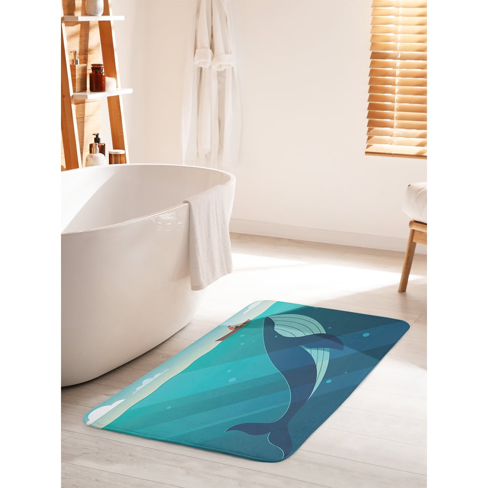 Изображение товара Коврик для ванной комнаты противоскользящий JOYARTY Хитрый кит 60х100 см