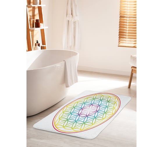 Изображение товара Коврик для ванной комнаты и туалета противоскользящий JOYARTY "Сакральный цветок жизни" 60х100 см bath_28850_60x100