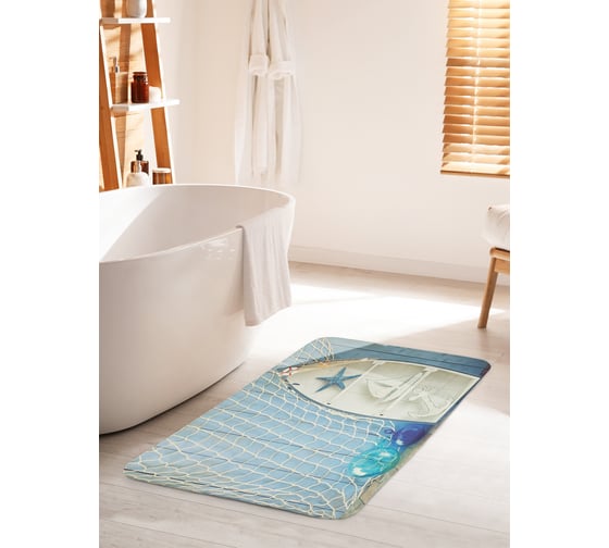 Изображение товара Коврик для ванной комнаты и туалета противоскользящий JOYARTY "Сеть и лодка" 60х100 см bath_19711_60x100