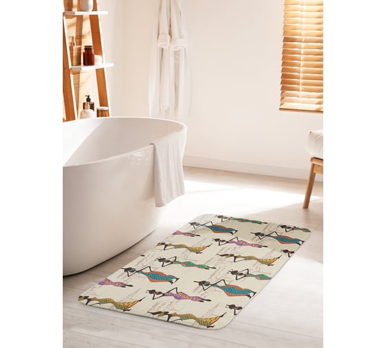 Изображение товара Коврик для ванной комнаты и туалета противоскользящий JOYARTY "Африканский показ мод" 60х100 см bath_23269_60x100